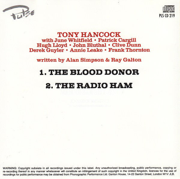 Tony Hancock : The Blood Donor & The Radio Ham (CD, Album, RM)