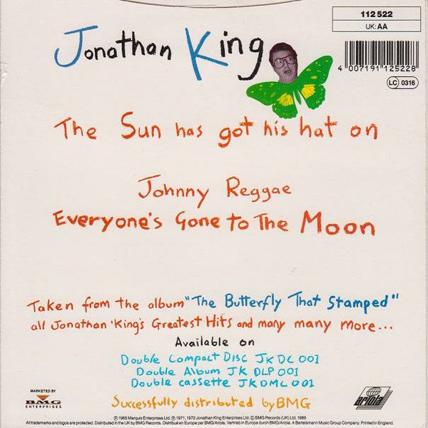 Jonathan King : The Sun Has Got His Hat On (7")