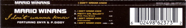 Mario Winans Featuring Enya & P. Diddy : I Don't Wanna Know (CD, Single, Enh)