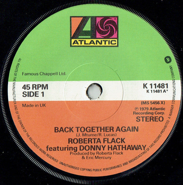 Roberta Flack Featuring Donny Hathaway : Back Together Again (7", Single)