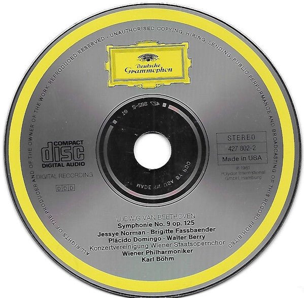 Ludwig van Beethoven – Jessye Norman / Brigitte Fassbaender / Plácido Domingo* / Walter Berry / Wiener Philharmoniker / Karl Böhm : Symphony No. 9 In D Minor, Op. 125 (CD, Album, RE)