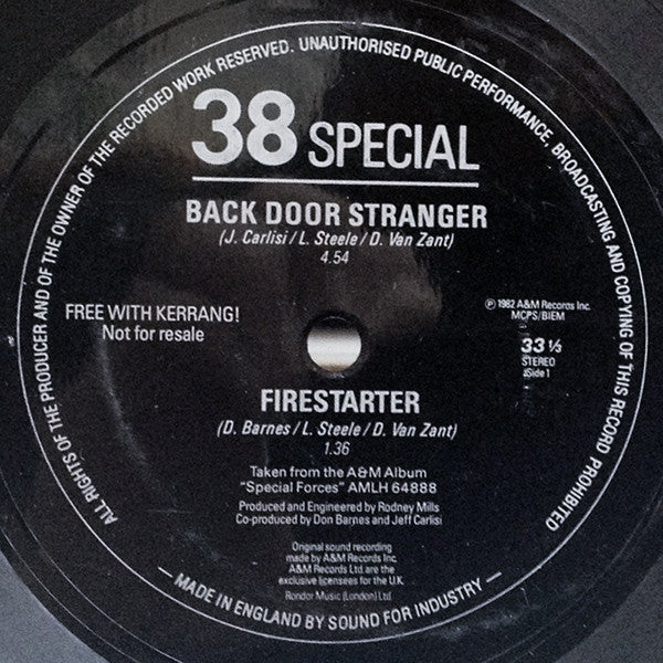 38 Special (2) / Myofist* / Doc Holliday (3) : Back Door Stranger / Firestarter / Double Or Nothing / Last Ride (Flexi, 7", Shape, Squ)