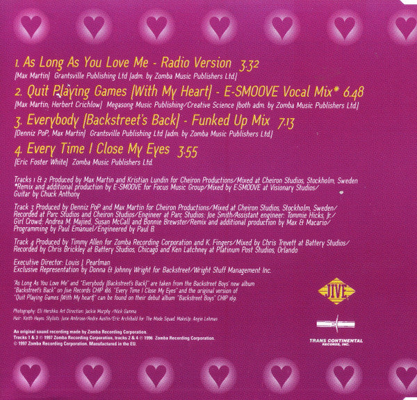 Backstreet Boys : As Long As You Love Me (CD, Maxi, Single)