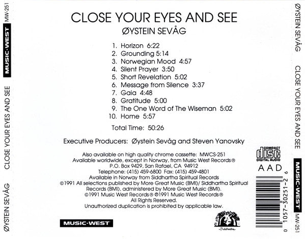 Øystein Sevåg : Close Your Eyes And See (CD)