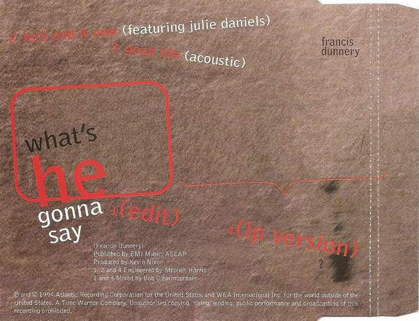 Francis Dunnery : What's He Gonna Say (CD, Single)