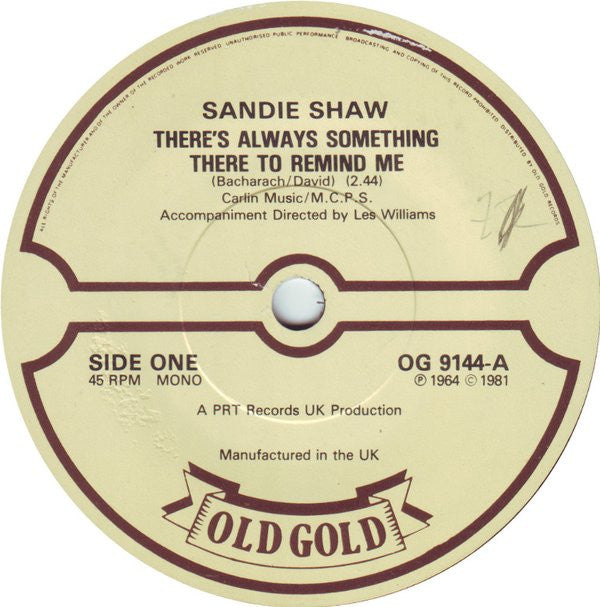 Sandie Shaw : There's Always Something There To Remind Me (7", Single, Mono)