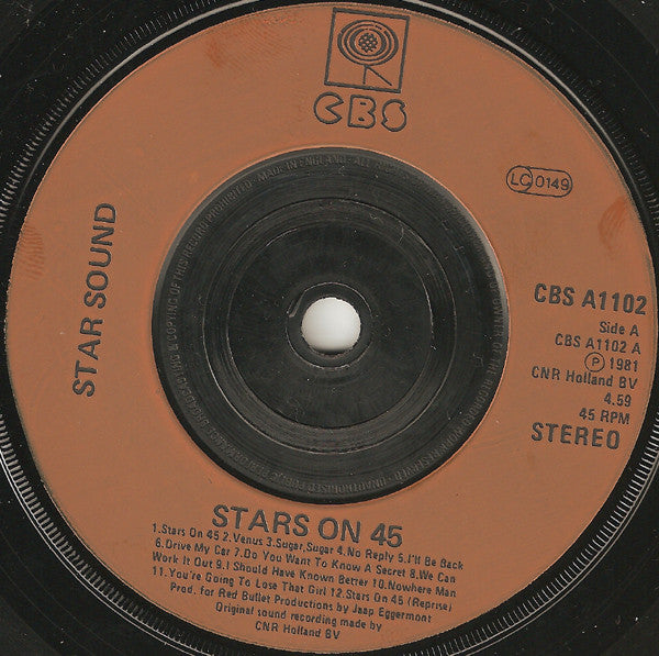 Stars On 45 : Stars On 45 (7", Single, Inj)