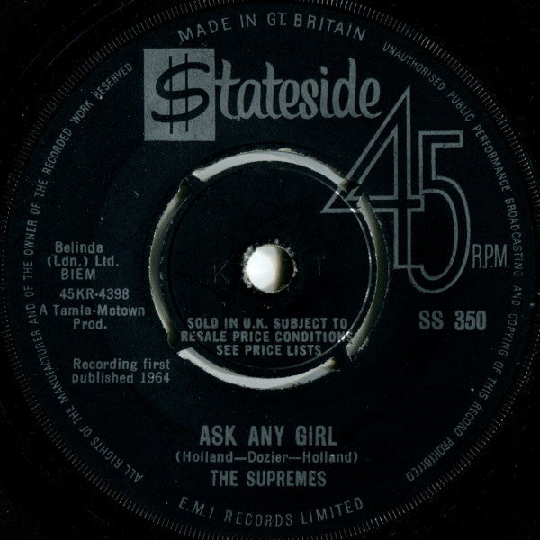 The Supremes : Baby Love  (7", Single)