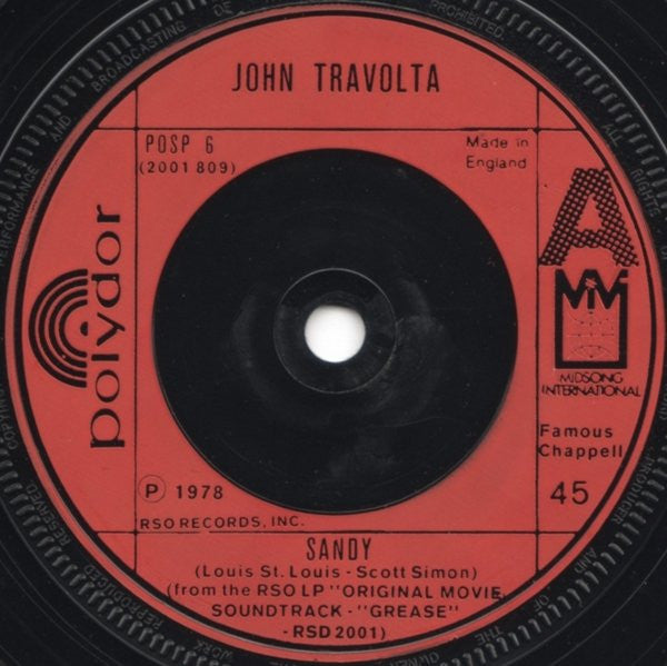 John Travolta : Sandy (7", Red)