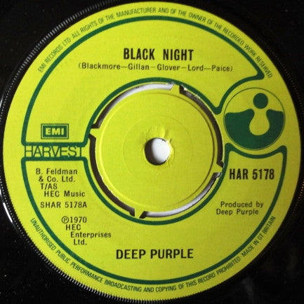 Deep Purple : Black Night / Strange Kind Of Woman (7", Single)