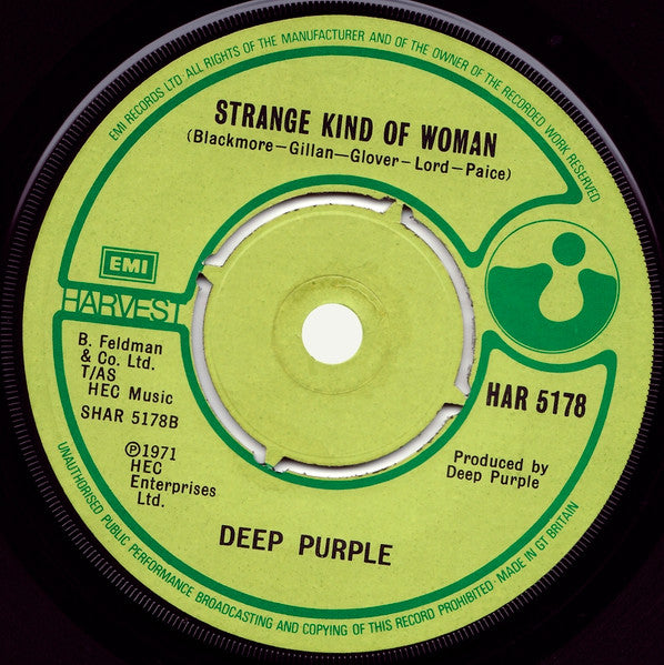 Deep Purple : Black Night / Strange Kind Of Woman (7", Single)