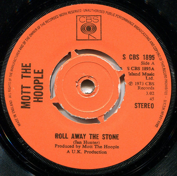 Mott The Hoople : Roll Away The Stone  (7", Single, Kno)
