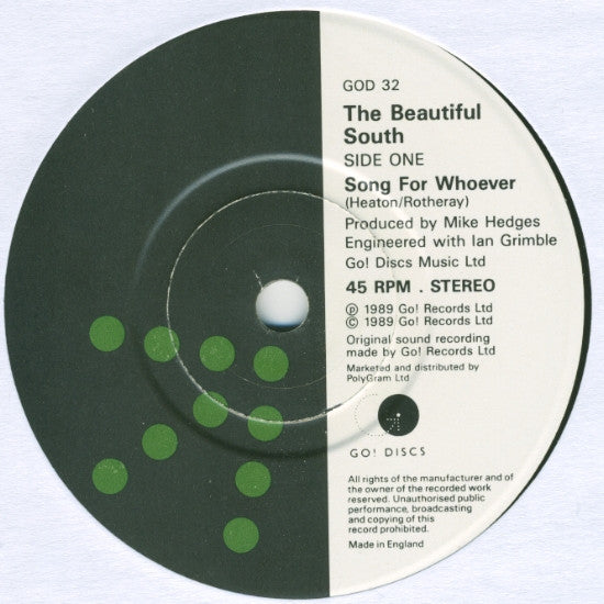 The Beautiful South : Song For Whoever (7", Single, Pap)