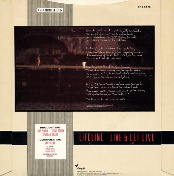 Spandau Ballet : Lifeline (7", Single, Blu)