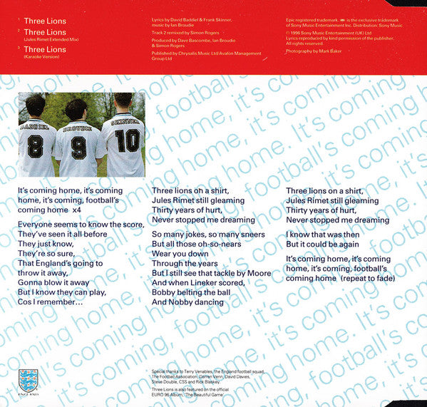 Baddiel & Skinner & Lightning Seeds : Three Lions (CD, Single)