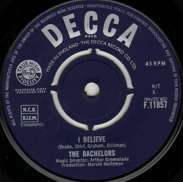 The Bachelors : I Believe (7", Single)