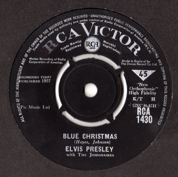 Elvis Presley With The Jordanaires : Blue Christmas (7", Single)