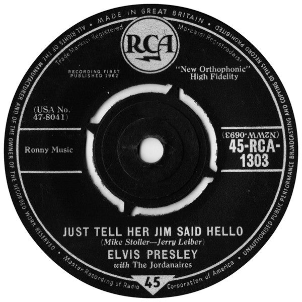 Elvis Presley With The Jordanaires : She's Not You (7", Single)