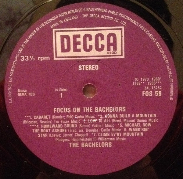 The Bachelors : Focus On The Bachelors (2xLP, Comp)