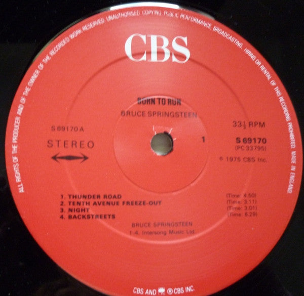 Bruce Springsteen : Born To Run (LP, Album, RE, Red)