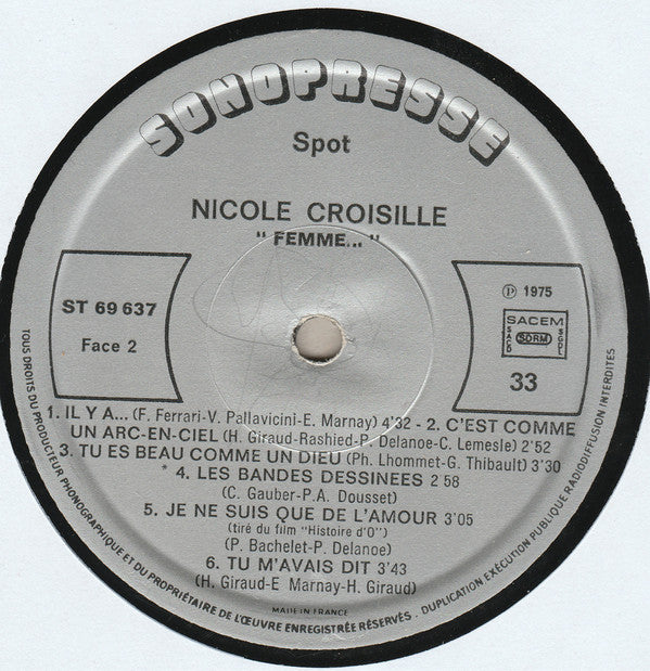Nicole Croisille : Femme... (LP, Album, Gat)