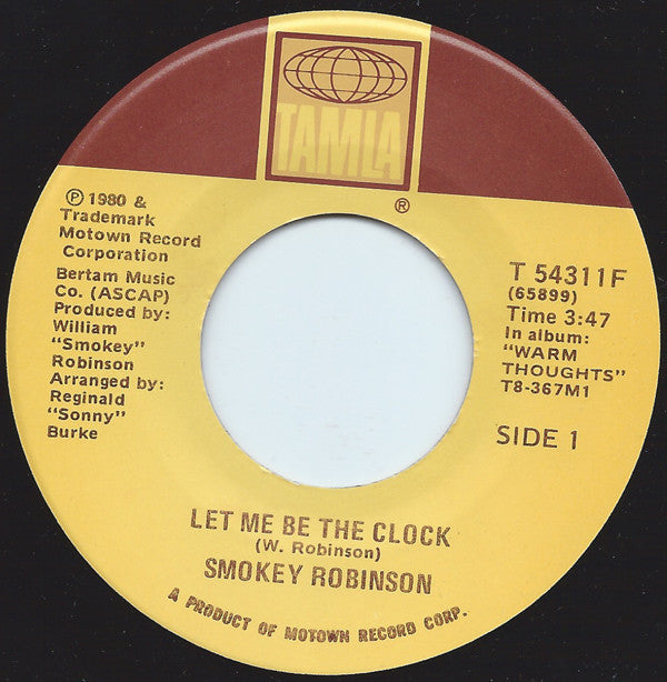 Smokey Robinson : Let Me Be The Clock (7", Single)
