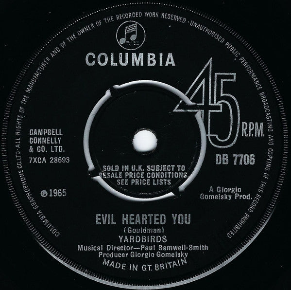 Yardbirds* : Evil Hearted You (7", Single)