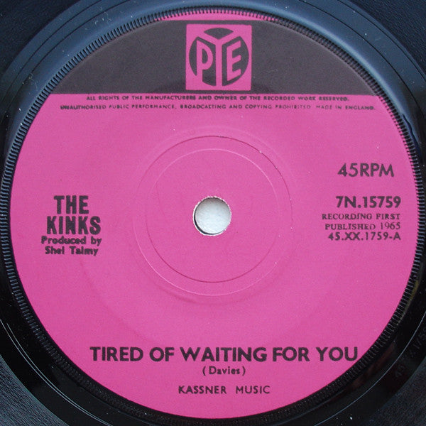 The Kinks : Tired Of Waiting For You (7", Single, Sol)