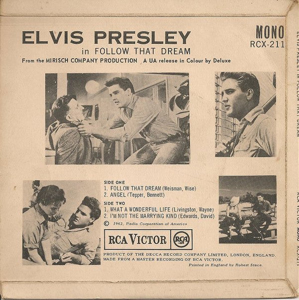 Elvis Presley : Follow That Dream (7", EP, Mono)