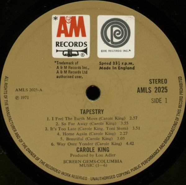 Carole King : Tapestry (LP, Album, ODE)