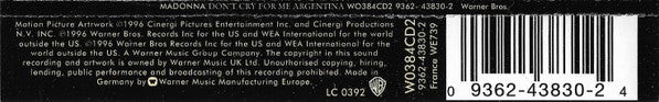 Madonna : Don't Cry For Me Argentina (The Dance Mixes) (CD, Single, CD2)