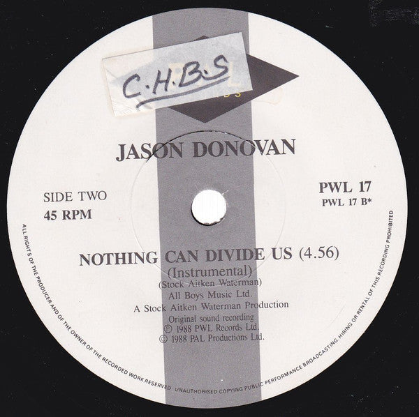 Jason Donovan : Nothing Can Divide Us (7", Pap)