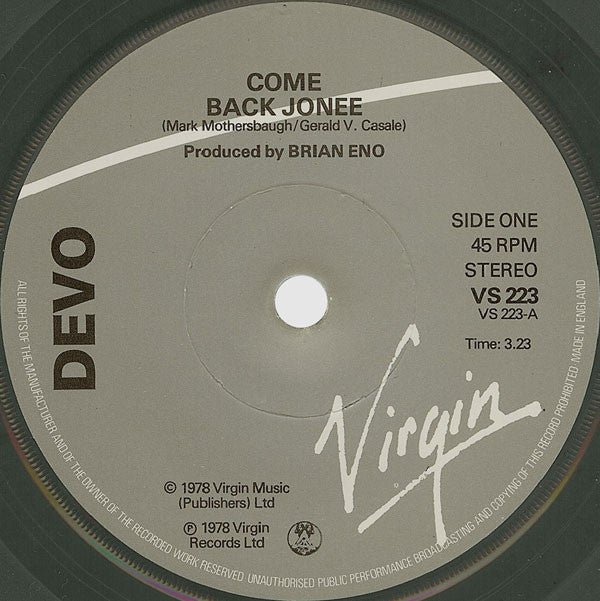Devo : Come Back Jonee (7", Single)