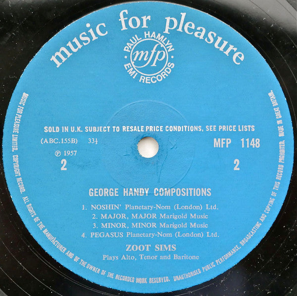 Zoot Sims : Plays Alto Tenor & Baritone (George Handy Compositions) (LP, Album, Mono, RE)