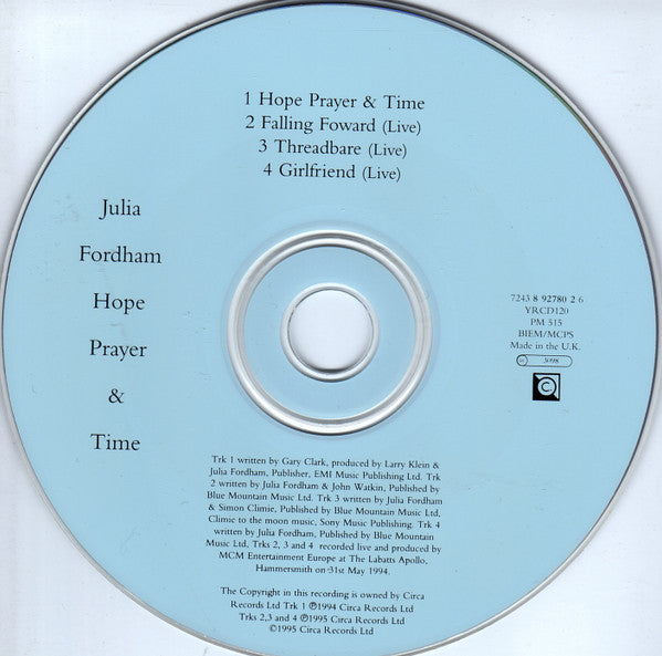 Julia Fordham : Hope Prayer & Time (CD, Single)