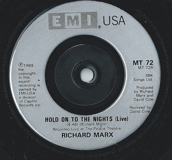 Richard Marx : Right Here Waiting (7", Single, Inj)