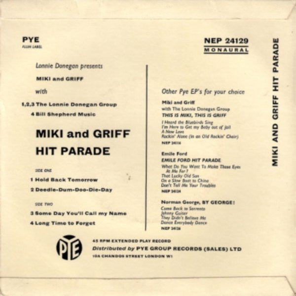 Miki & Griff With Lonnie Donegan's Skiffle Group : Hit Parade (7", EP)