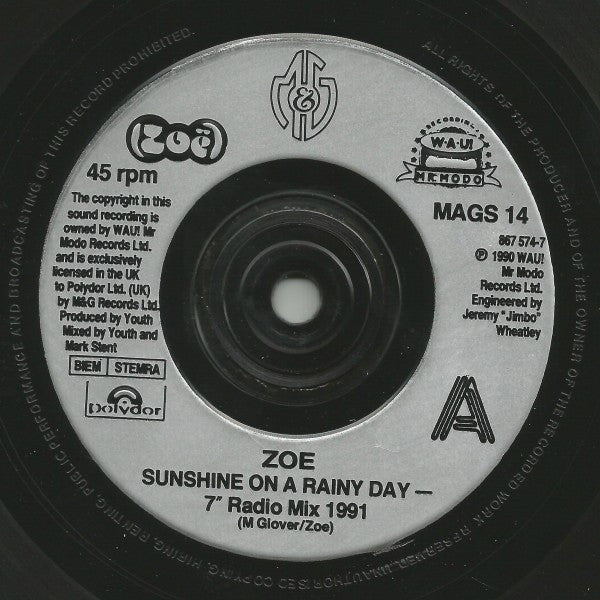 Zoë : Sunshine On A Rainy Day (7", Single)