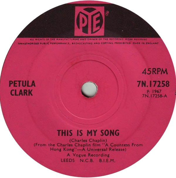 Petula Clark : This Is My Song (7", Single, Sol)