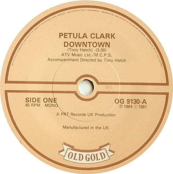 Petula Clark : Downtown (7", Single, Mono, RE, RP)