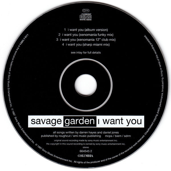Savage Garden : I Want You (CD, Single)