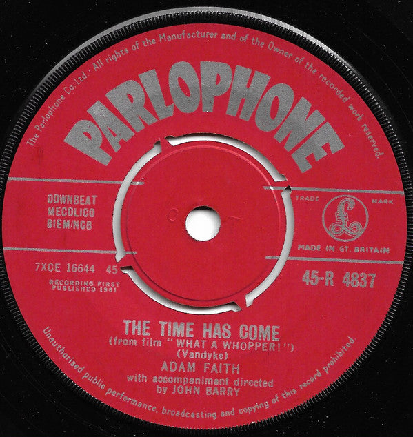 Adam Faith : The Time Has Come (7", Single)