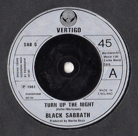 Black Sabbath : Turn Up The Night (7", Single)