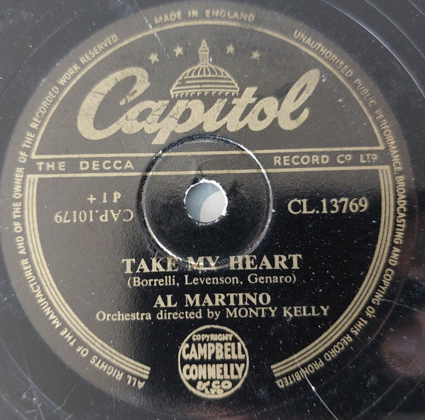 Al Martino : Take My Heart / I Never Cared (Shellac, 10", Single)