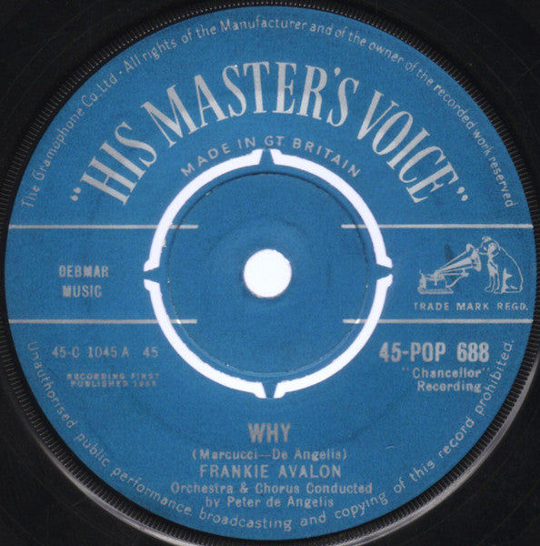Frankie Avalon : Why / Swinging On A Rainbow (7", Single)