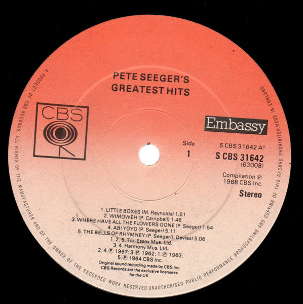 Pete Seeger : Pete Seeger's Greatest Hits (LP, Comp)