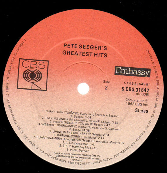 Pete Seeger : Pete Seeger's Greatest Hits (LP, Comp)