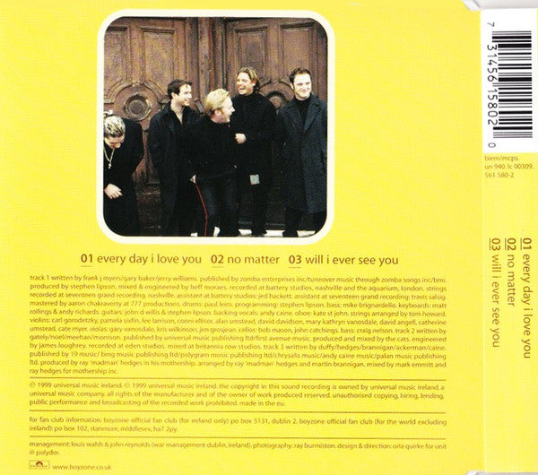 Boyzone : Every Day I Love You (CD, Single)