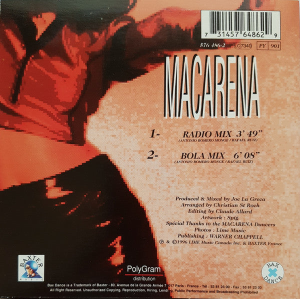 Los Del Mar Featuring Pedro Castaño : Macarena (CD, Single, Car)
