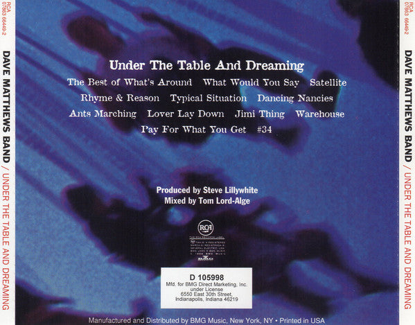 Dave Matthews Band : Under The Table And Dreaming (CD, Album, Club, BMG)